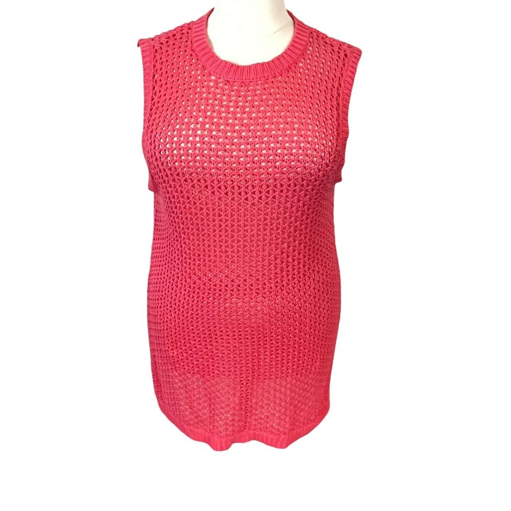Fresh Produce Women's Crew Neck Sleeveless Celine Longline Tank Top Pink XL/XXL